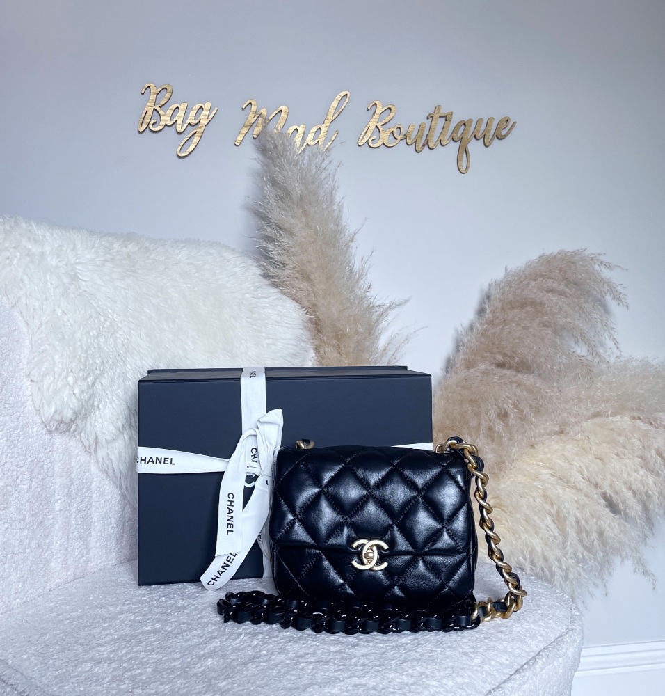 Chanel 19 Black Lambskin Mini Flap Bag