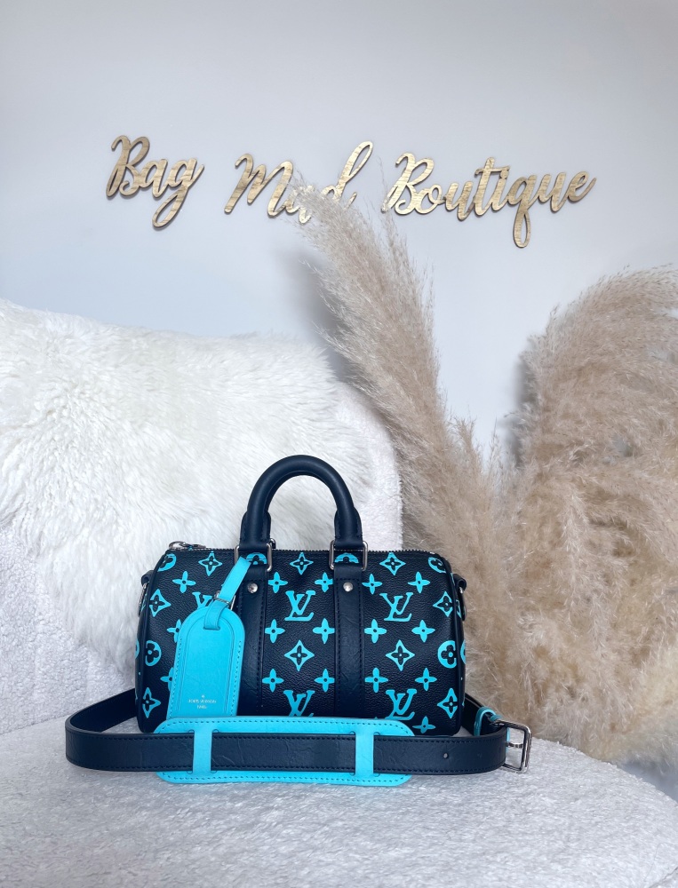Louis Vuitton 2023 Limited Edition Black/Turquoise Keepall City 25