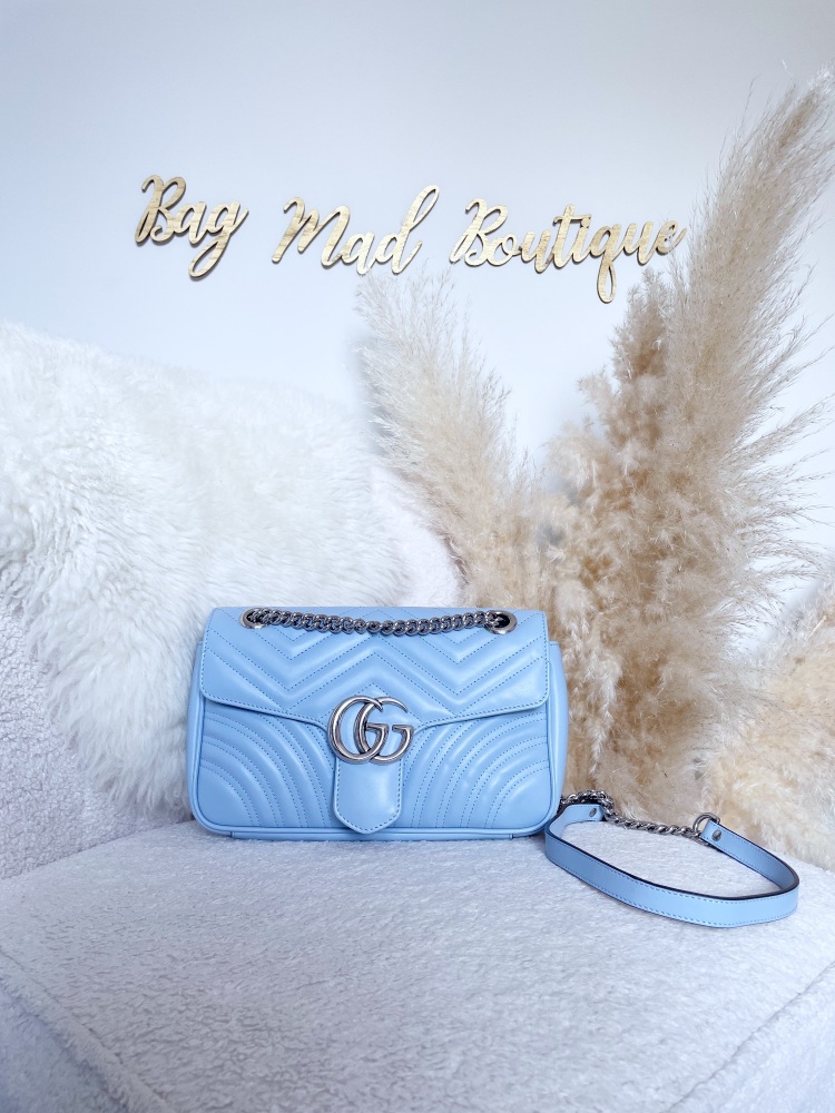 Gucci Pale Blue Small Marmont Flap Bag