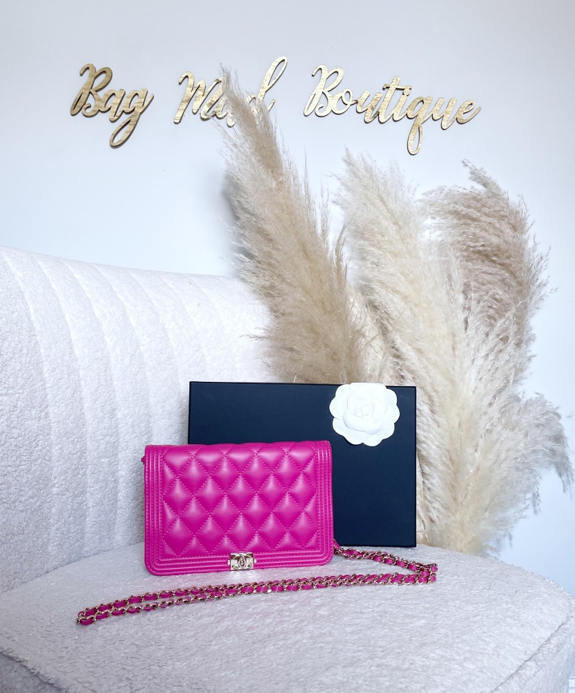 Chanel LGHW Bubblegum Pink Boy Wallet On Chain