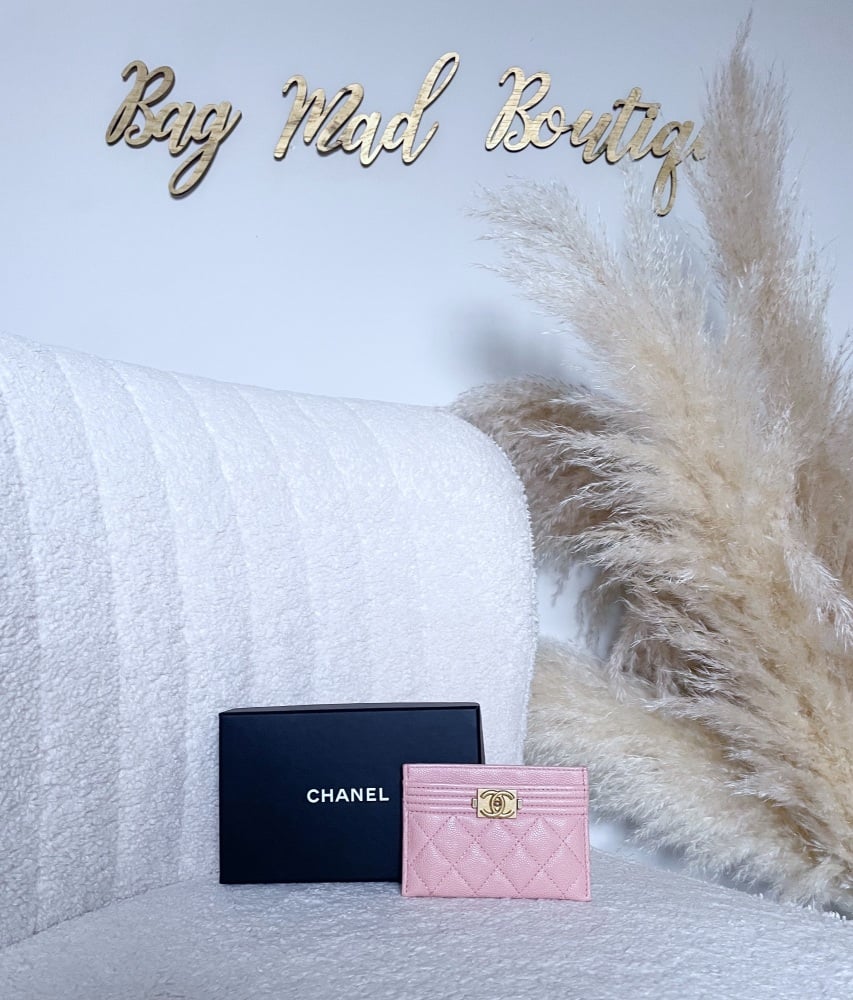 Chanel AGHW Pink Caviar Boy Card Holder