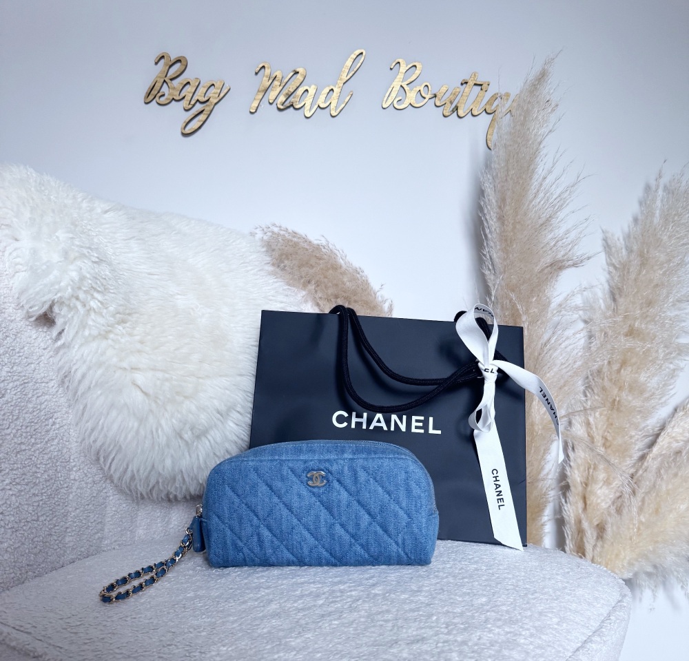 Chanel SHW Blue Denim Cosmetic Bag/ Clutch