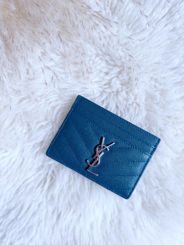 Saint Laurent SHW Teal Card Holder