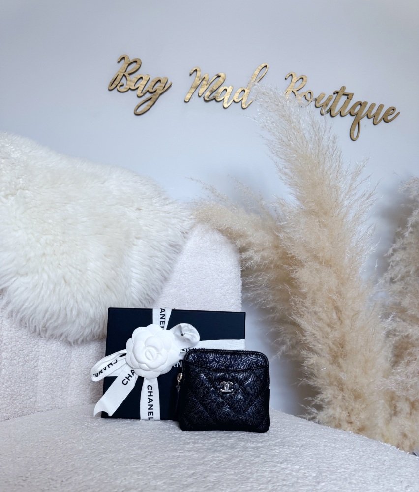Chanel LGHW Black Zippy  Compact Wallet