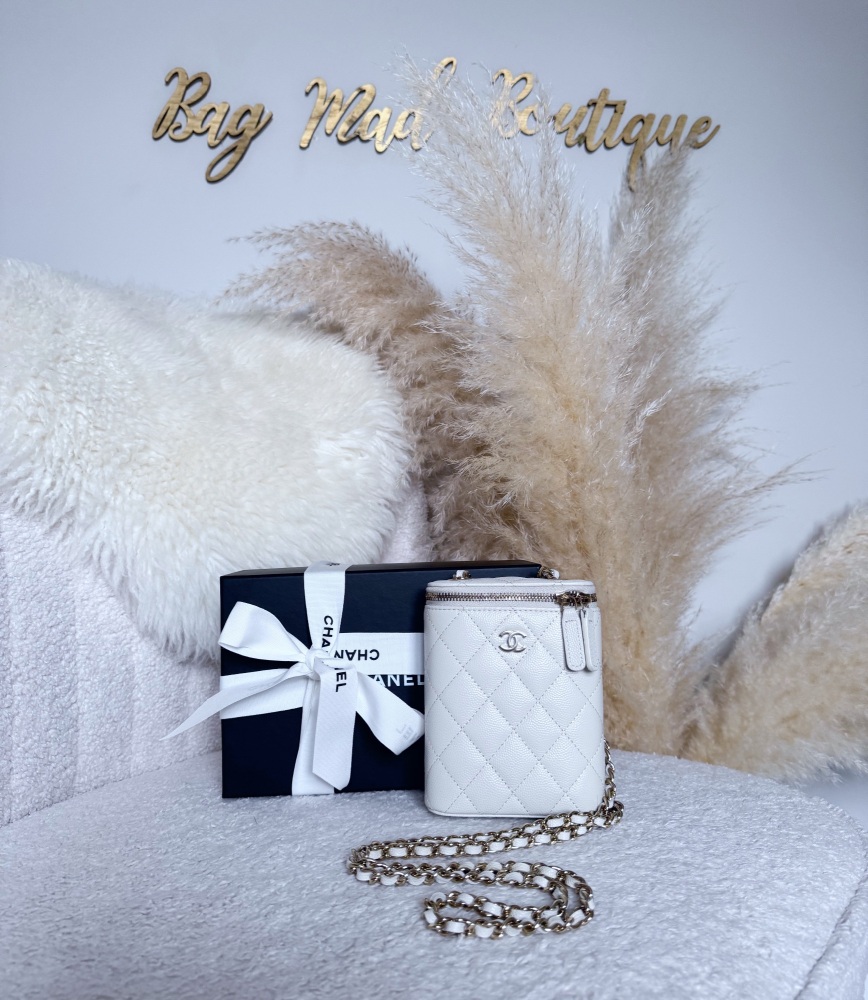 Chanel LGHW Cream Caviar Vanity On Chain