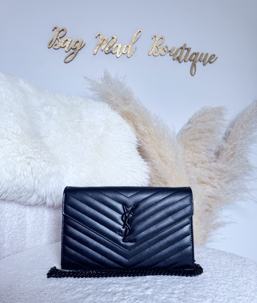 Saint Laurent So black Quilted Wallet On Chain