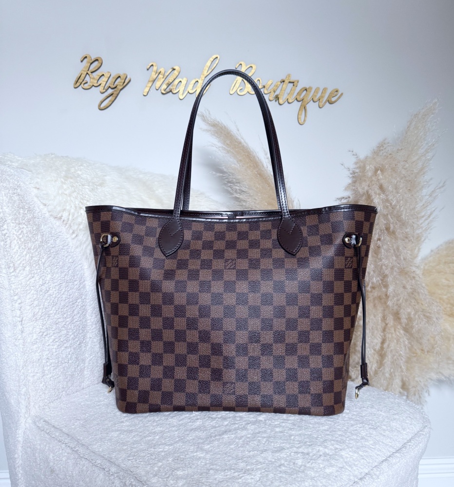Louis Vuitton Damier Ebene Rose Ballerine Neverfull Mm