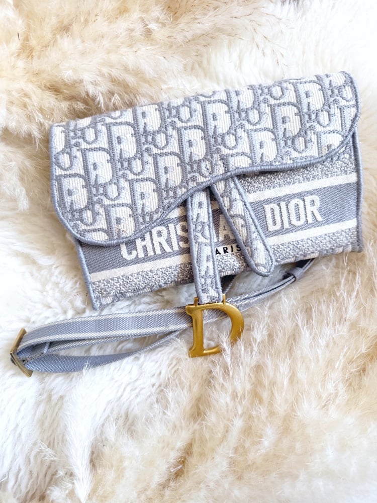 Christian Dior Grey Oblique Saddle Belt Bag