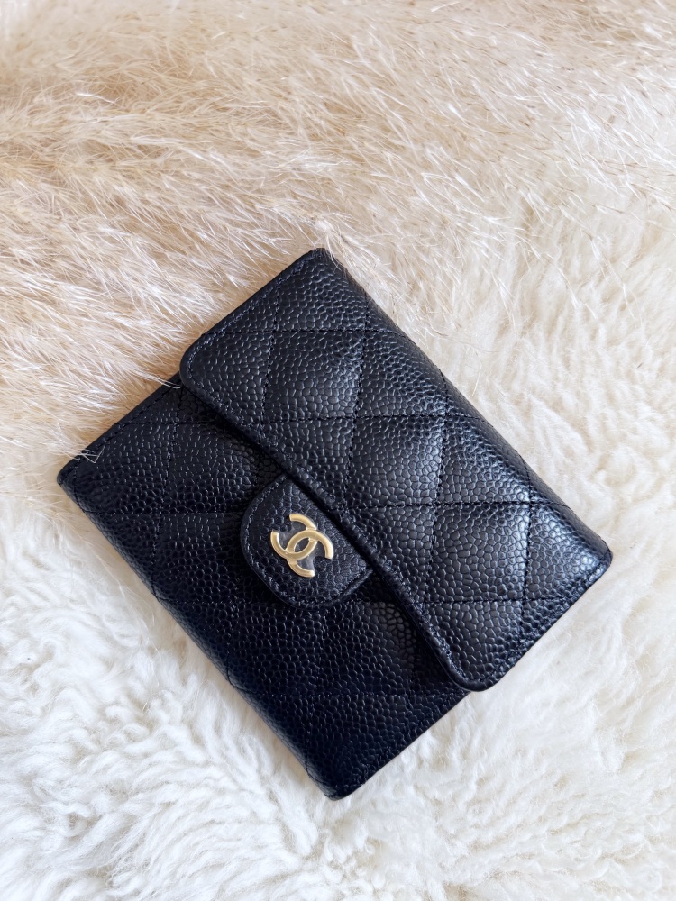 Chanel GHW Black Caviar Trifold Wallet