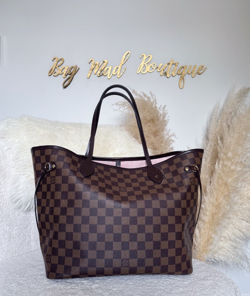 Louis Vuitton Damier Ebene Rose Ballerine Neverfull MM