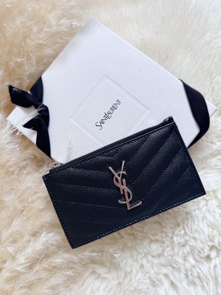 Saint Laurent YSL SHW Black Zip Card holder