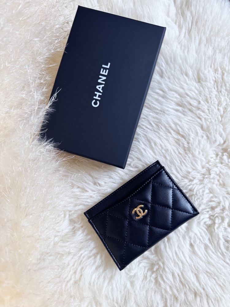 Chanel NEW GHW Black Lambskin Card Holder