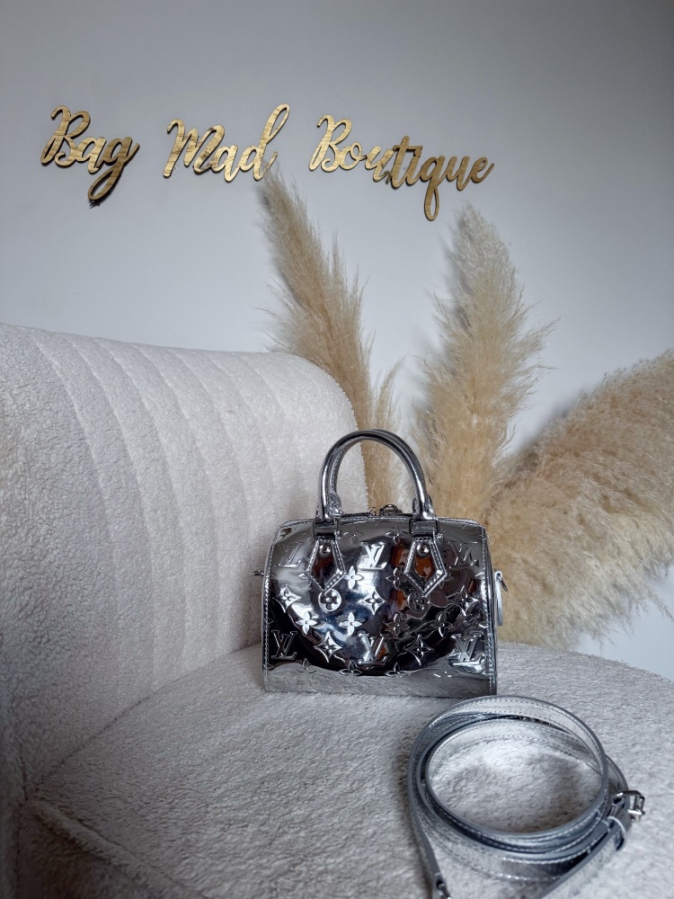 Louis Vuitton silver Embossed Speedy 20 Bandouliere