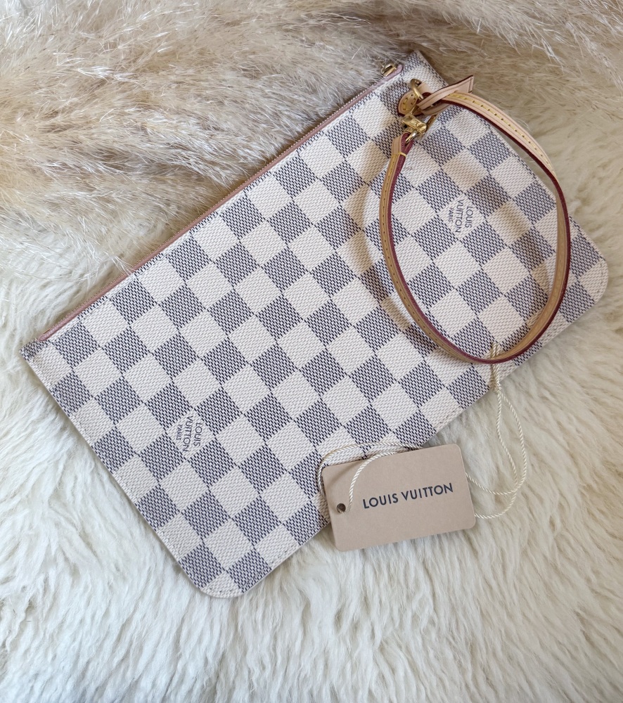 Louis Vuitton Damier Azur Rose Ballerine Neverfull Pochette