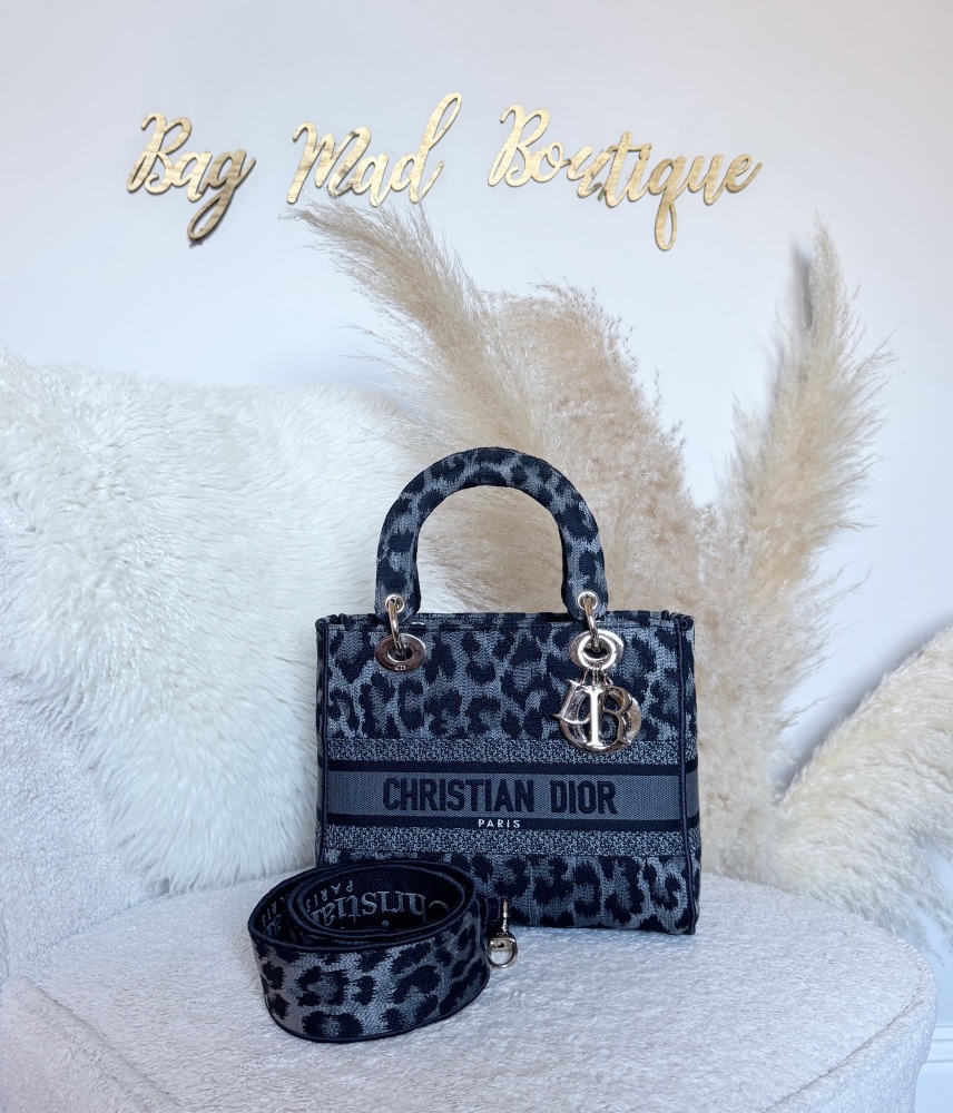 Christian Dior Grey/ Blue Leopard Dior Lite Lady Dior