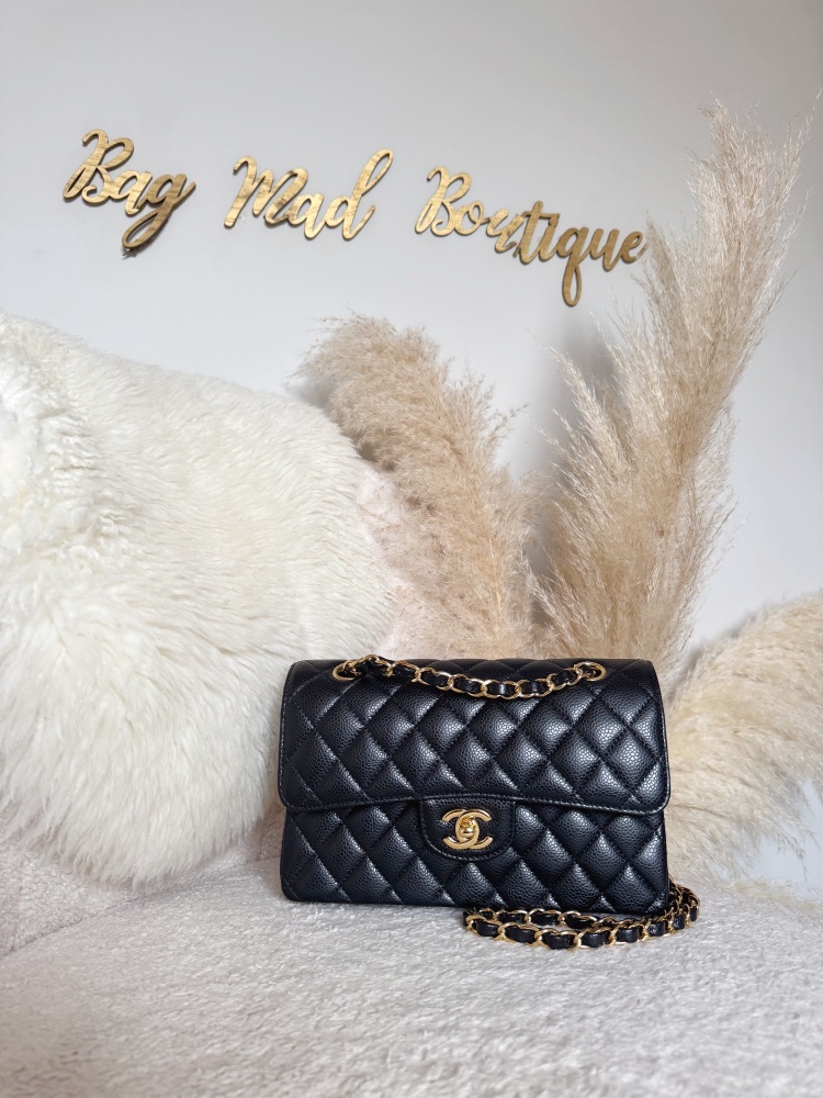 Chanel GHW Black Caviar Small Classic Flap