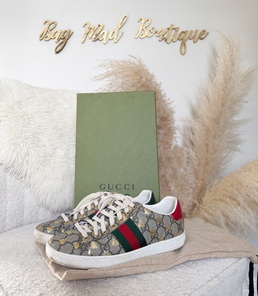 Gucci supreme canvas Bee GG Trainers Sz 4