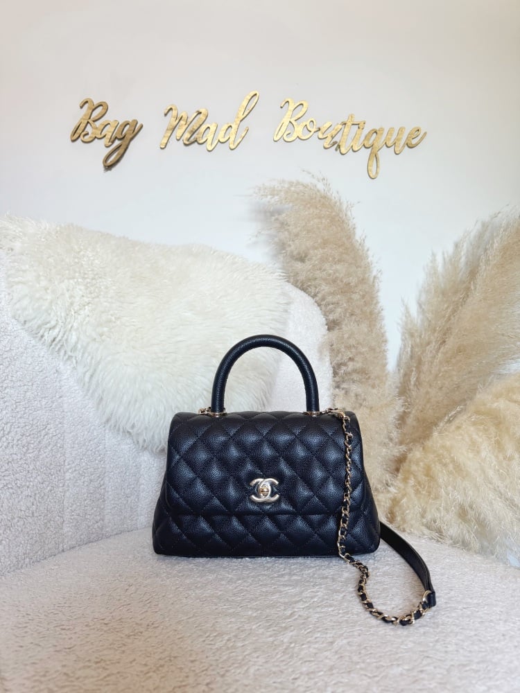 Chanel LGHW Black Caviar Small Coco Handle
