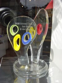 Brecon Jazz lifetime acheivement award 2008 in gallery window