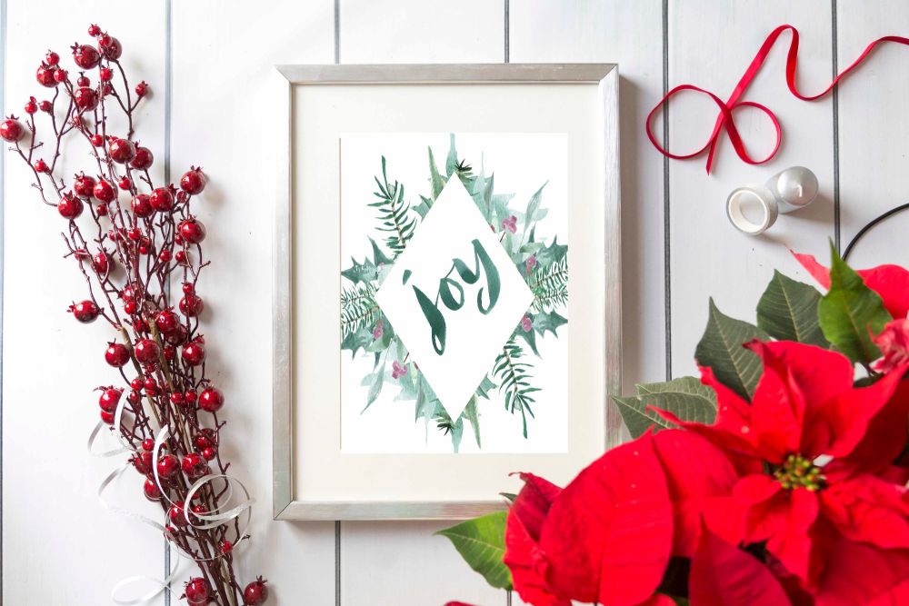 Christmas Watercolour Joy Art Print 