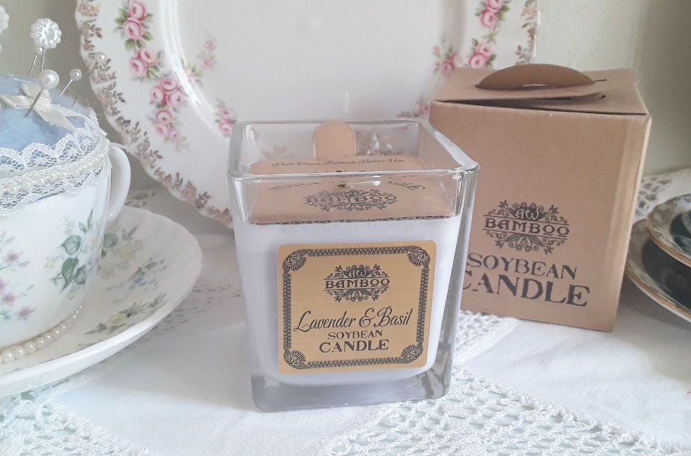 Eco-Friendly Soy Wax Jar Candle - Lavender and Basil
