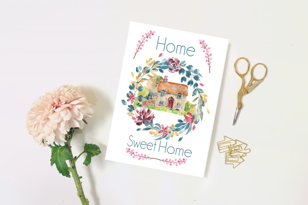 Home Sweet Home, New Home Card, Blank Card - 5 x 7 