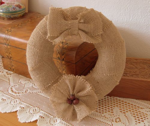 Handmade Rustic Burlap Wreath - 10"