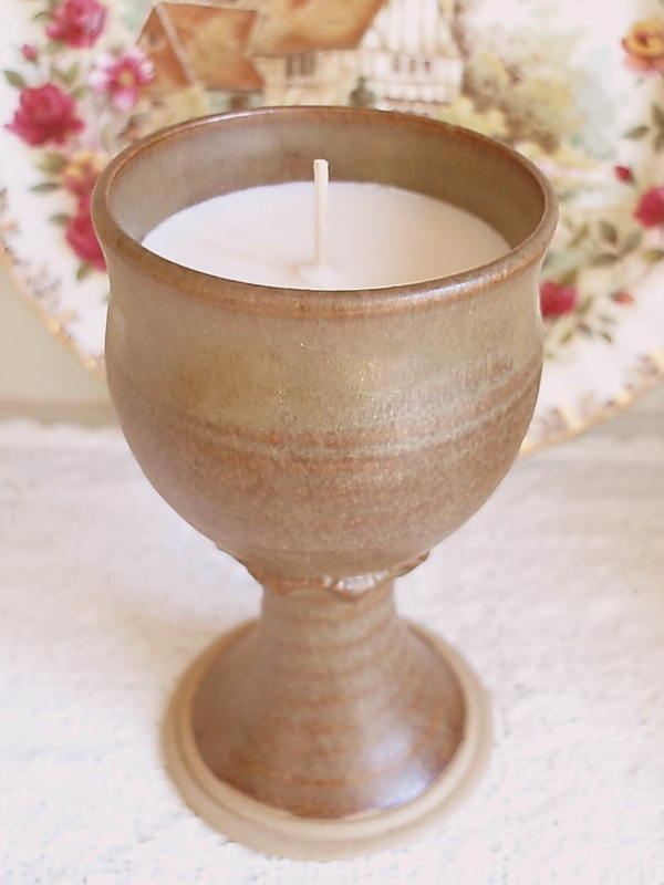 Stoneware Goblet Milk and Honey Soy Wax Candle