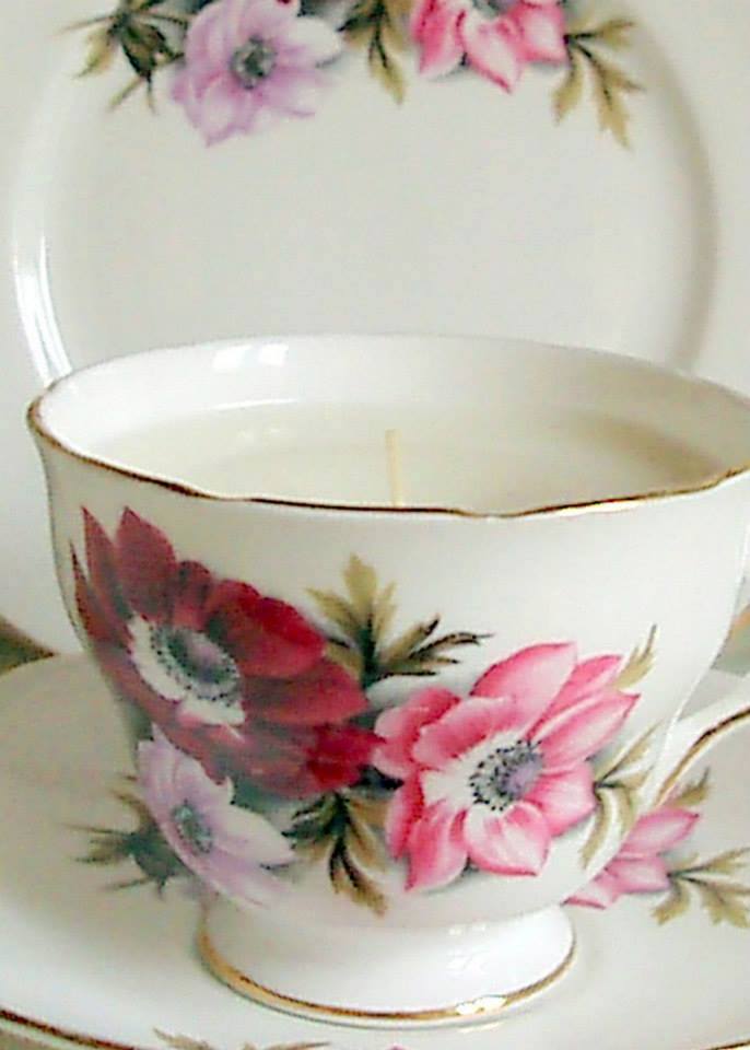 Vintage Tea Cup Soy Wax Candle Tea Trio