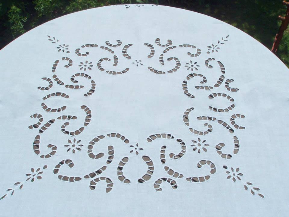 Vintage Cutwork Tablecloth 49" x 49"