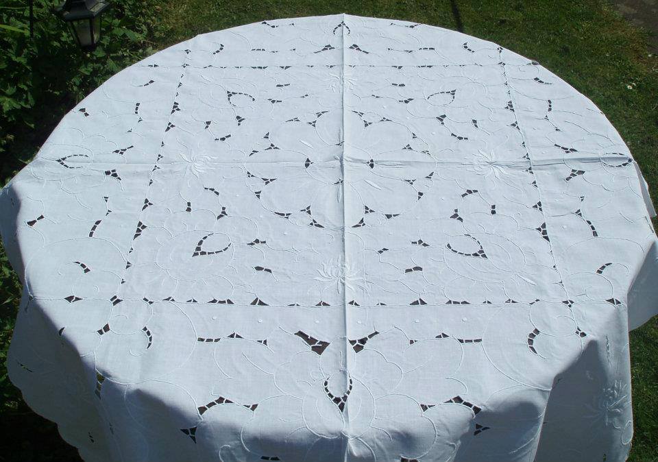 Vintage Openwork and Embroidered Tablecloth