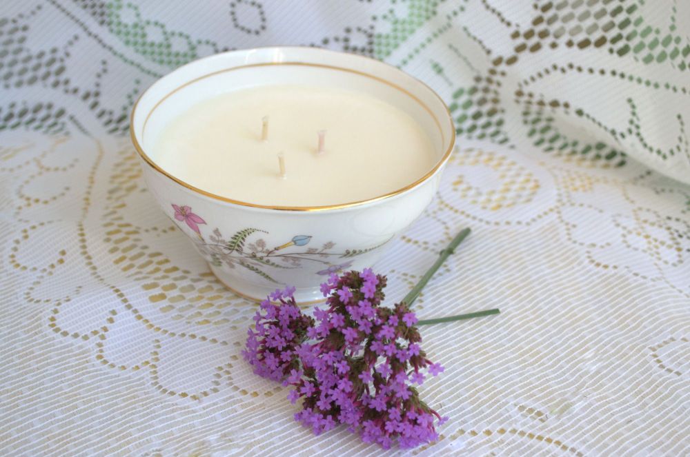 Handmade 3 Wick Vintage Sugar Bowl Soy Wax Candle