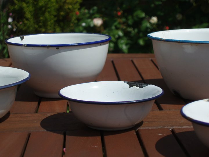 Group of Vintage Enamel Bowls