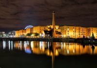 Albert Dock Reflections at Night   Photographic Print