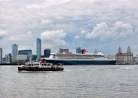 Queen Mary 2 and Mersey Ferry Royal Iris   Photographic Print