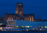 Liverpool Anglican Cathedral and waterfront at night (4797)