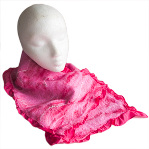 Unique hand-made pink nuno felt scarf  with cream silk decoration