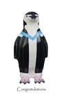 Graduation Card - Penguin in gown - Side Fold Photo Card (L037a)