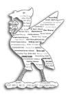 Liver Bird with names of Liverpool's places to visit - side fold card (L001)