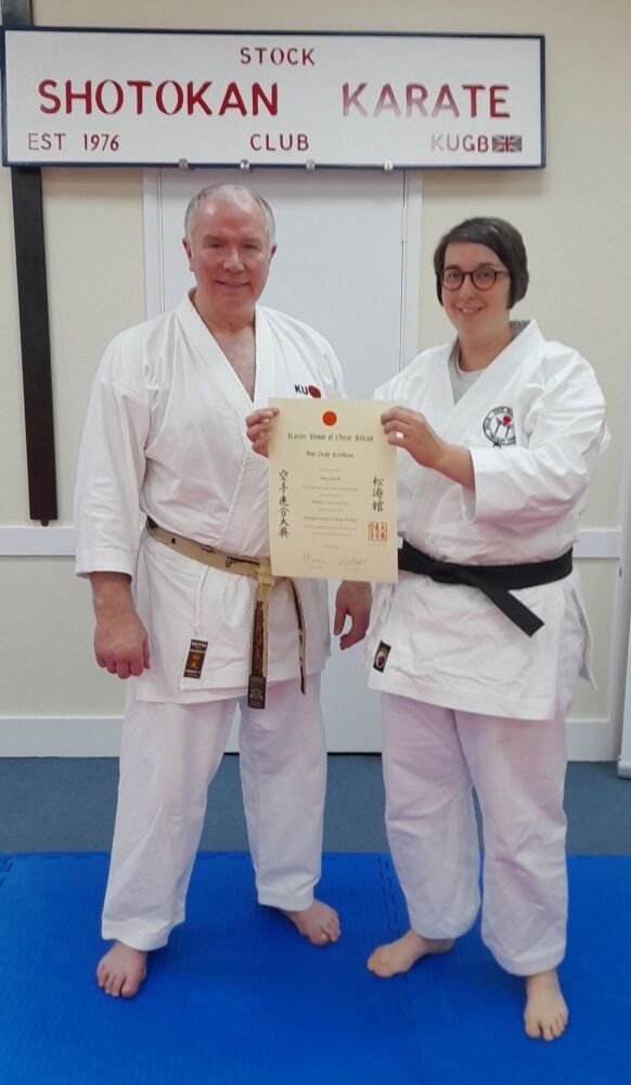 Robyn &amp; Sensei Frank 1st dan