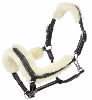 Black Leather Headcollar with removable Lambswool "Ivy Lambswool" (£70.83 Exc VAT & £85.00 Inc VAT) Product Code 280 20