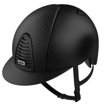 KEP CROMO 2.0 TEXTILE Riding Helmet - Black/Front& Rear Panels Black Ostrich Leather (UK Customer £995.00 / EU & International Customer £829.17)