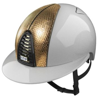 KEP CROMO 2.0 POLISH Riding Helmet - White/Metal Universo Gold Snake Front Panel (UK Customer £1170.00 / EU & International Customer £975.00)