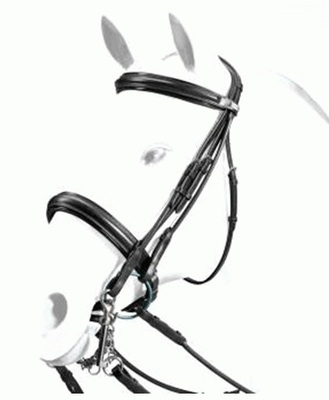 Equipe Patent Leather Bridle - Weymouth Rolled with Extra Detail - Black
