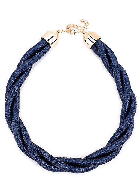 Navy Blue Twist Statement Necklace