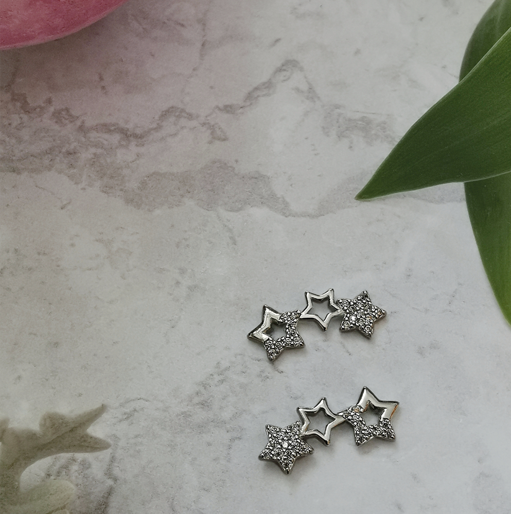 Cubic Zirconia Star Ear Climber by Emi Jewellery