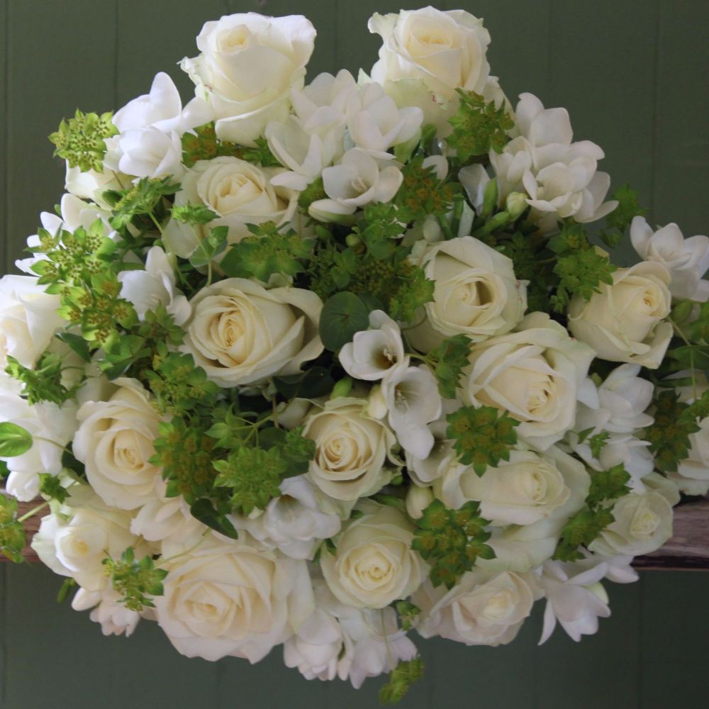 Ivory Avalanche Rose and Freesia Bouquet