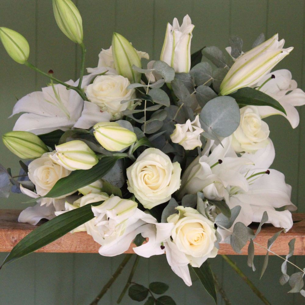 White Lily and Ivory Avalanche Bouquet