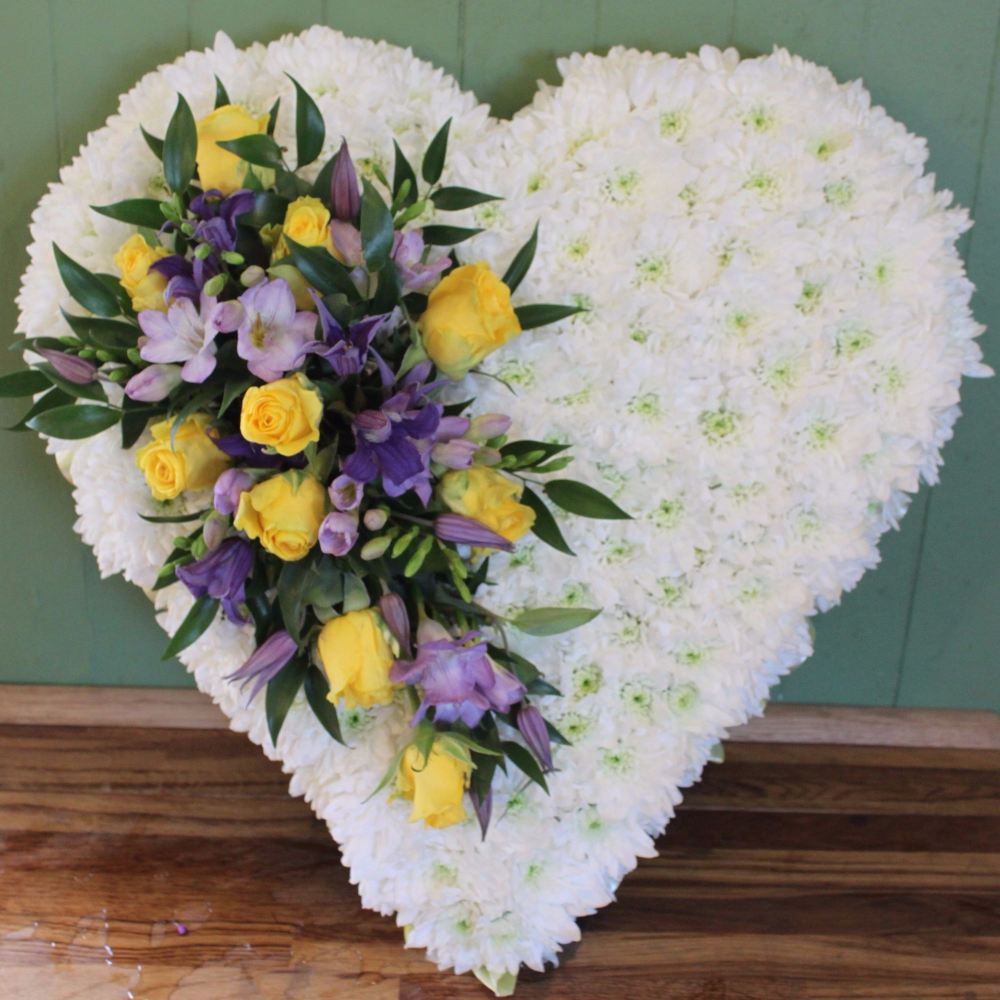White Chrysanthemum based Heart (available in choice of colours)