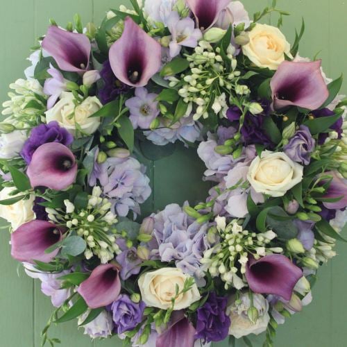 Calla lily, Rose and Hydrangea Wreath